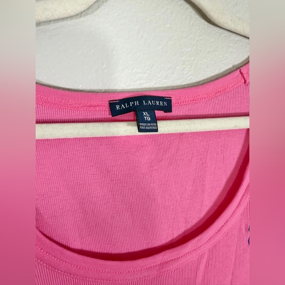 Ralph Lauren Dress Sleeveless Ribbed Soft Vibrant Pink Embroidered Logo Women XL - Picture 4 of 5